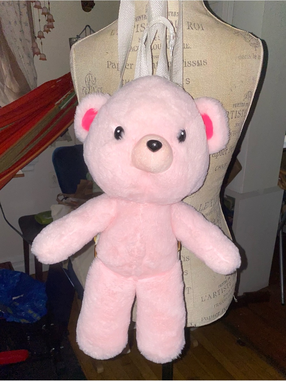 Hot Topic Pink Plush Teddy Bear Backpack with Bright Ear Accents